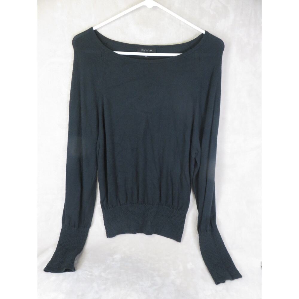 Vintage Ann Taylor Knit Top Women's Long Sleeves Black Round Neck Gothic
